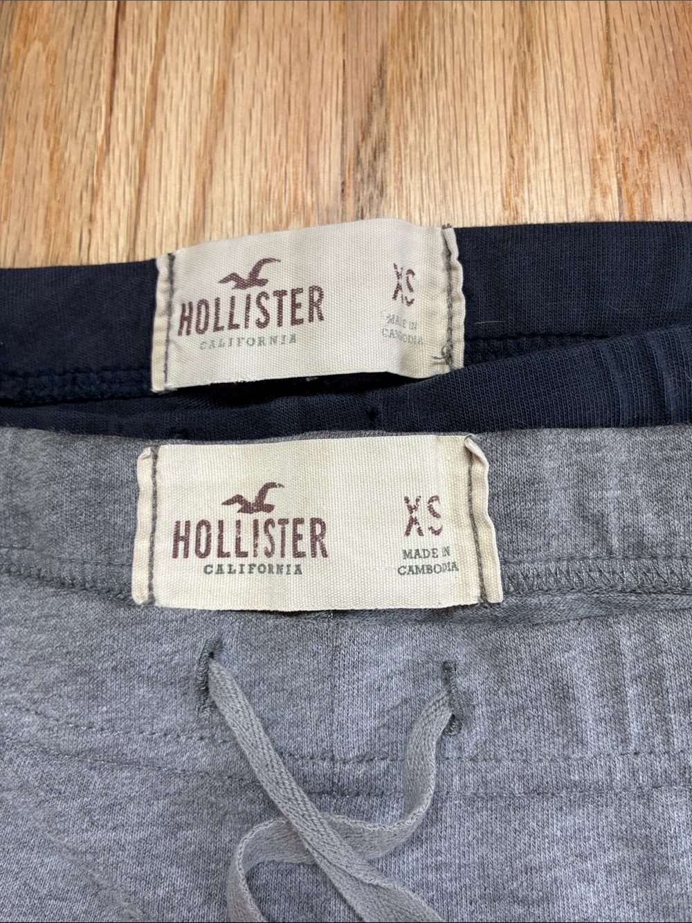 Hollister Navy and Gray Women’s Athletic Shorts with Pink & Teal Logos - Picture 2 of 3